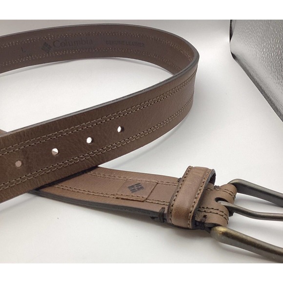 Columbia Brown genuine leather mens belt with double stitching - Large 38 - 40 - Picture 7 of 11